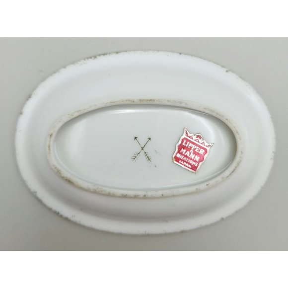 Lipper Mann Japan Lusterware Butter Pat Trinket Dish Handpainted Flower Gold Rim - Picture 2 of 8